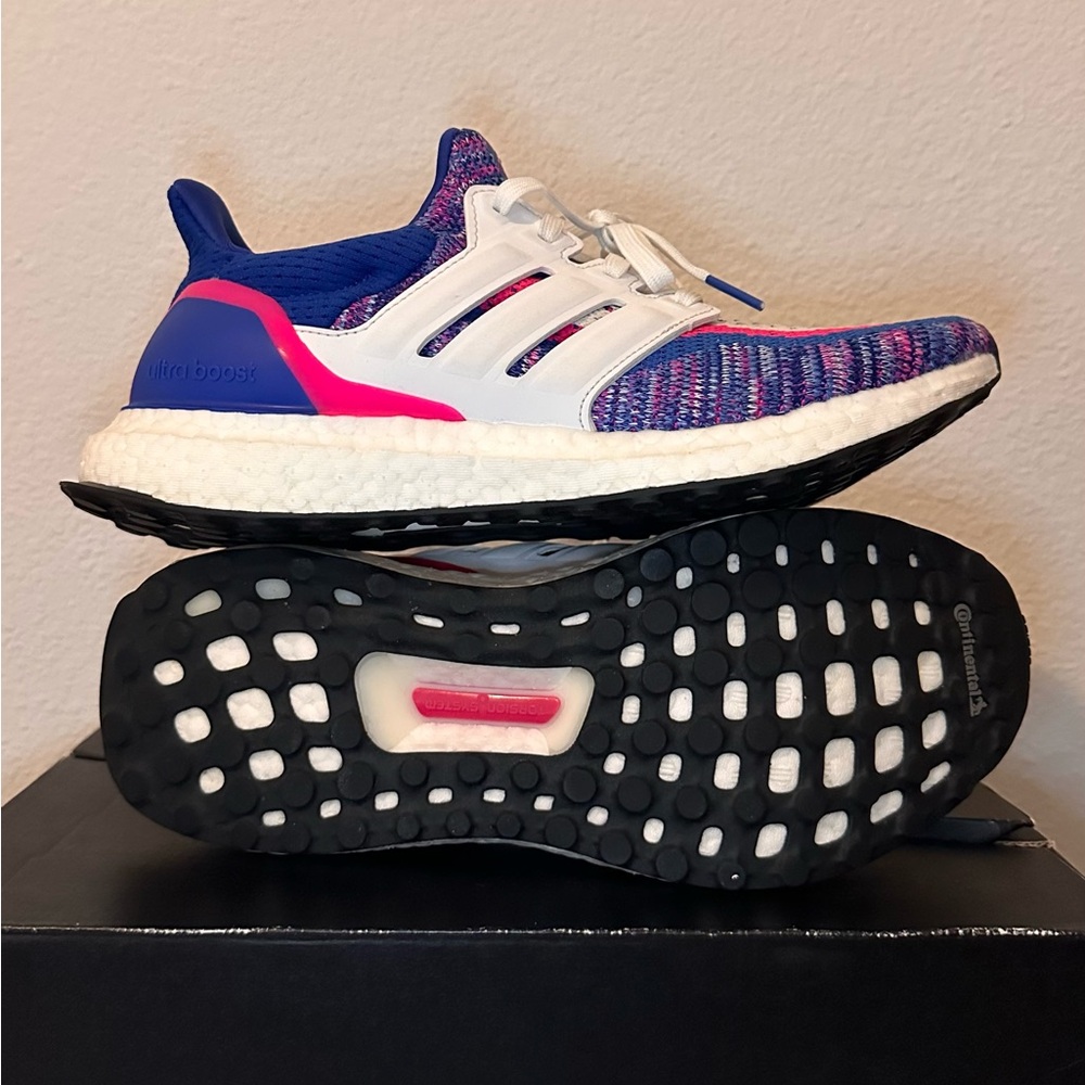 5.5 Y / 6.5 W Adidas Kids Ultraboost Blue Pink Sneakers